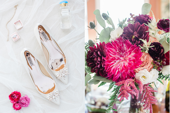 Stunning wedding details for purple, red, pink, and orange wedding (fall colors)