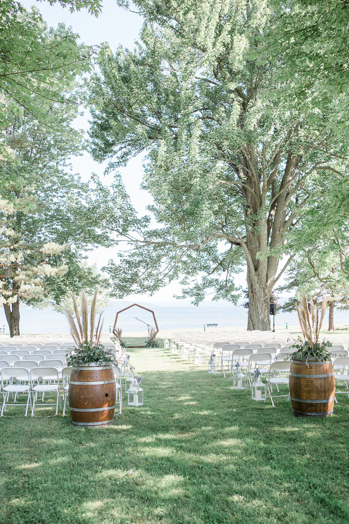 Emerson Park Pavilion Wedding Ceremony Outdoors with a View of the Finger Lakes
