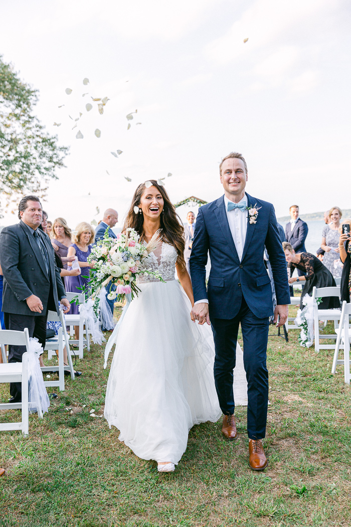 Backyard wedding with a view of the Finger Lakes, New York