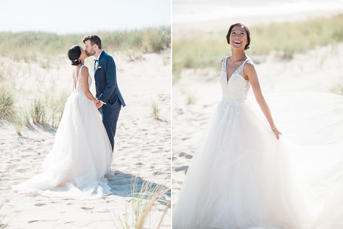 Bride and Groom First Look photos before Montauk beach wedding ceremony