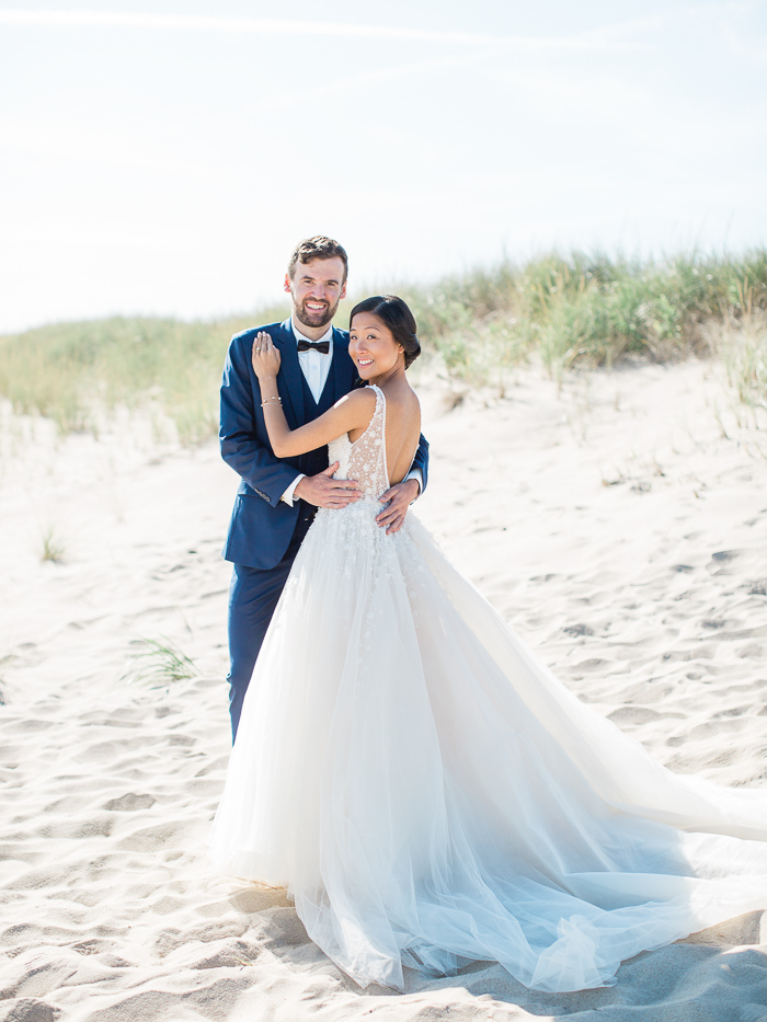 Bride and Groom First Look photos before Montauk beach wedding ceremony