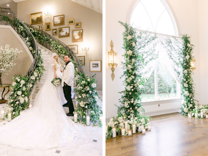white and greenery wedding in New Jersey