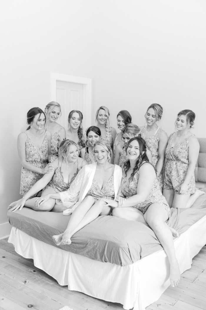 bride and bridesmaids in robes
