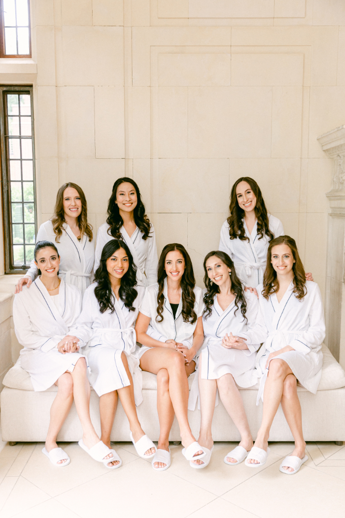 wedding party in bridal robes
