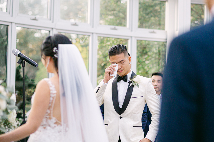 Groom crying during vows