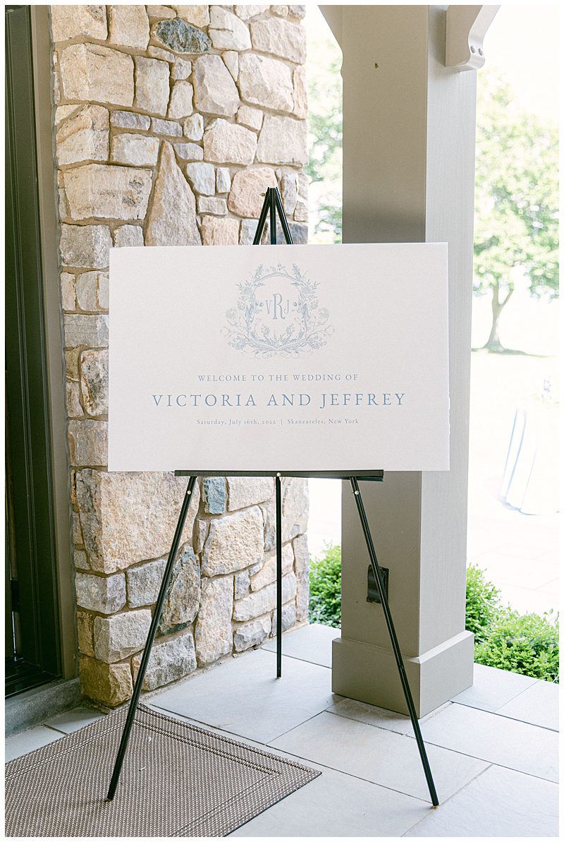 WELCOME SIGN FOR WEDDING RECEPTION AT SKANEATELES COUNTRY CLUB